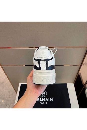 Белые кожаные кроссовки Balmain   