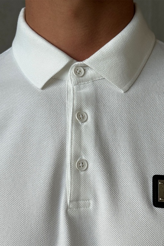 Мужское белое поло Dolce & Gabbana logo-plaque