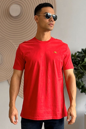 Красная мужская футболка Etro embroidered-logo   
