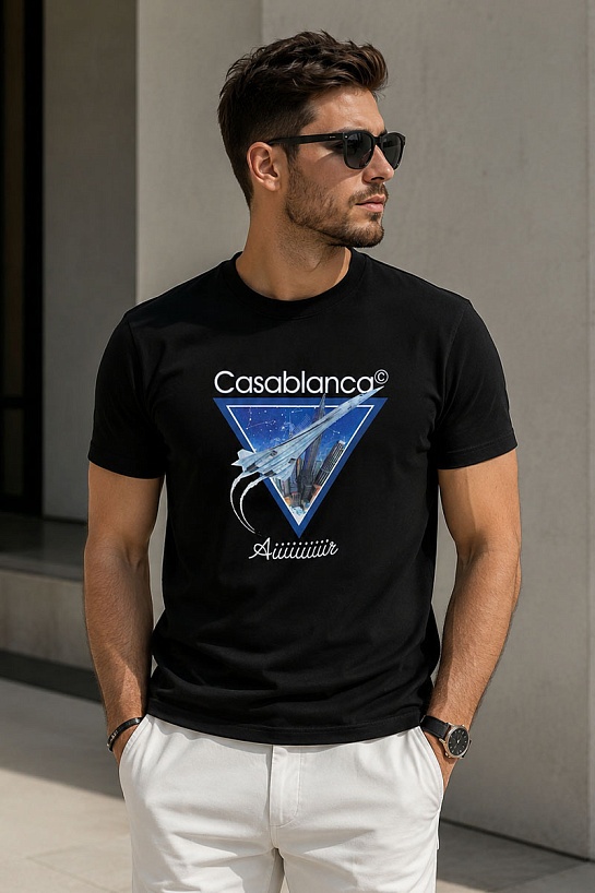 Чёрная футболка Casablanca Aiiiiiir logo-print