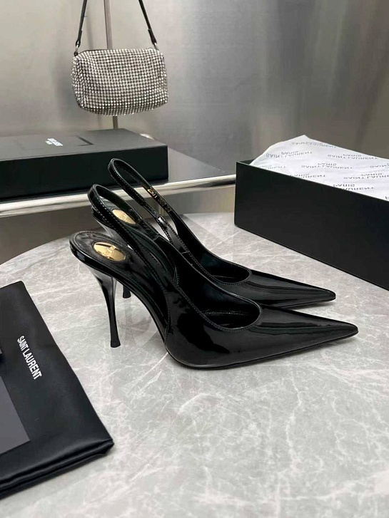 Женские кожаные туфли на каблуке Yves Saint Laurent premium