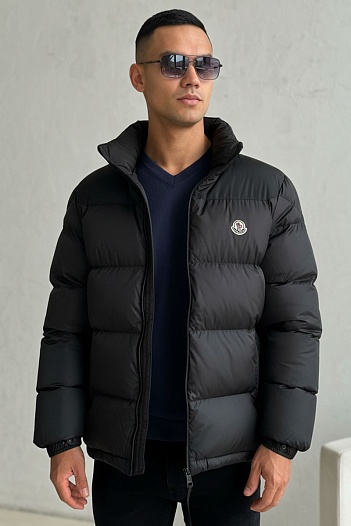 Утеплённая куртка Moncler Peuplier logo-patch - Black   