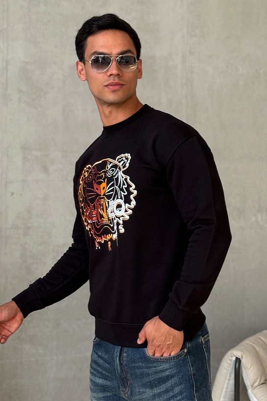 Мужской чёрный свитшот Kenzo Tiger Head embroidered