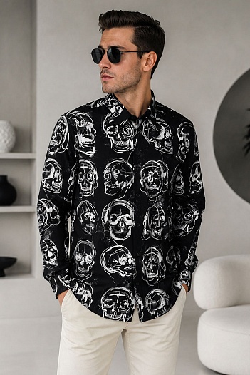 Мужская рубашка Alexander McQueen Skull - Black   