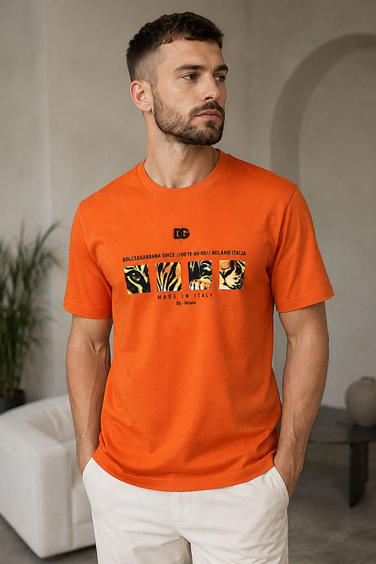 Оранжевая оверсайз футболка Dolce&Gabbana