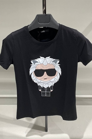 Женская чёрная футболка Karl Lagerfeld "Leo"   