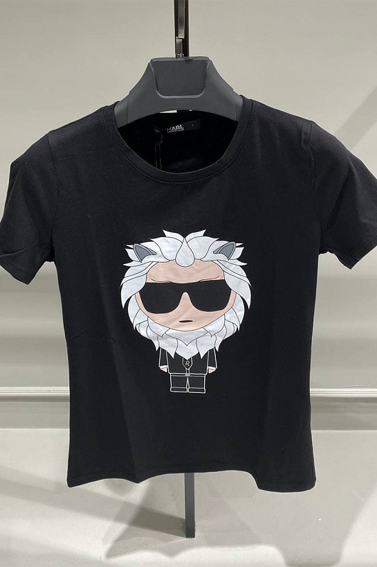 Женская чёрная футболка Karl Lagerfeld "Leo"