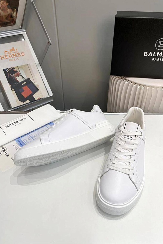 Мужские кожаные кроссовки Balmain B-Court