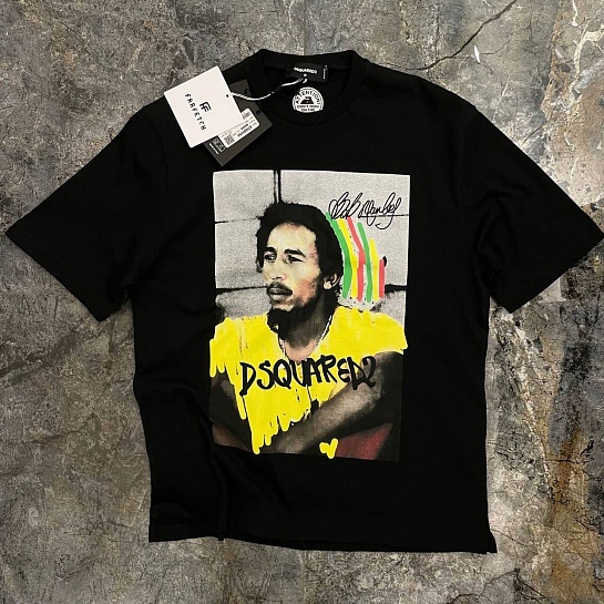 Чёрная оверсайз футболка Dsquared2 Bob Marley