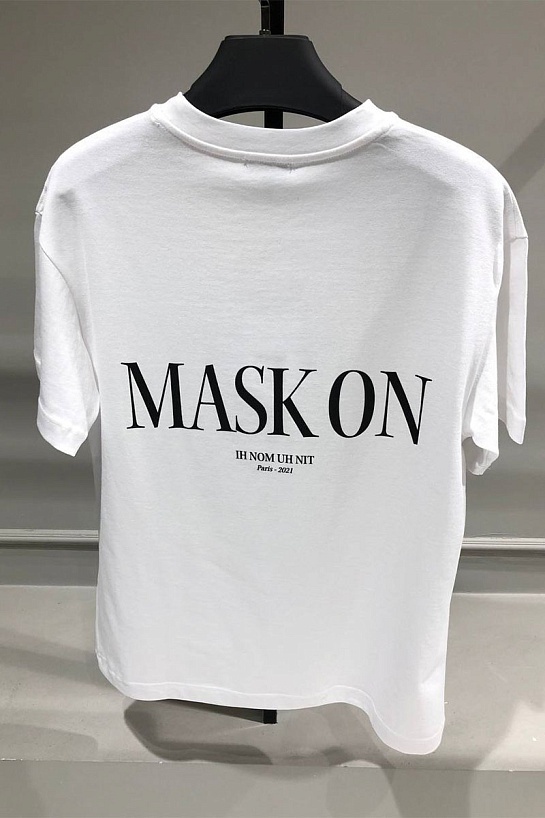 Белая оверсайз футболка Ih Nom Uh Nit "Mask On"