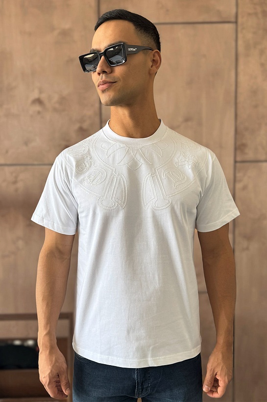 Белая оверсайз футболка Gothic logo