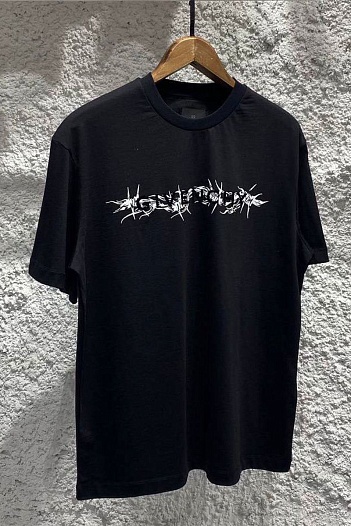 Чёрная оверсайз футболка Givenchy Barbed Wire-print   