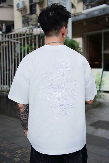 Белая оверсайз футболка Chrome Hearts Premium   
