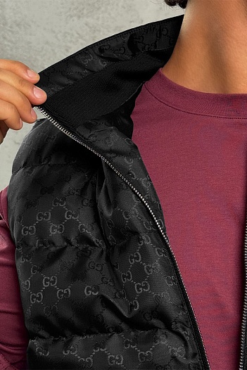 Мужской чёрный жилет Gucci GG monogram   