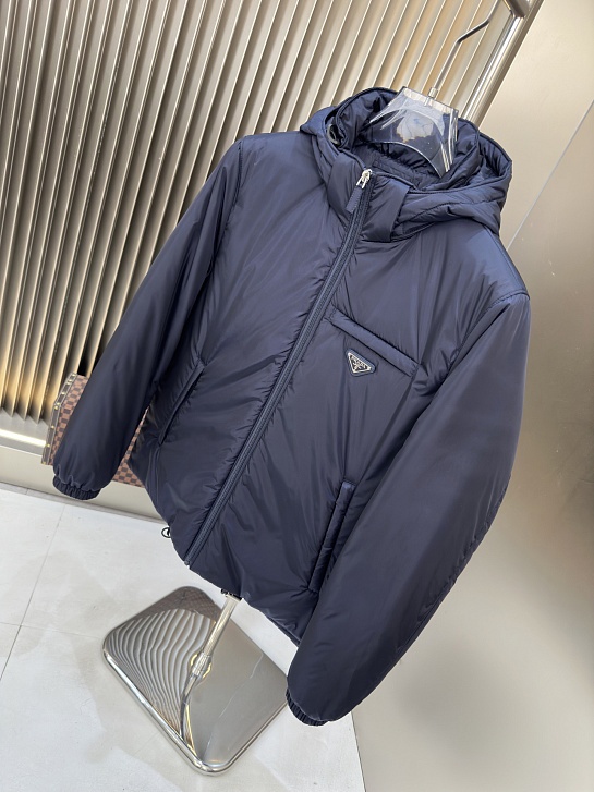 Мужской пуховик Prada logo-plaque - Navy