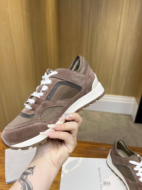 Женские замшевые кроссовки Brunello Cucinelli - Brown