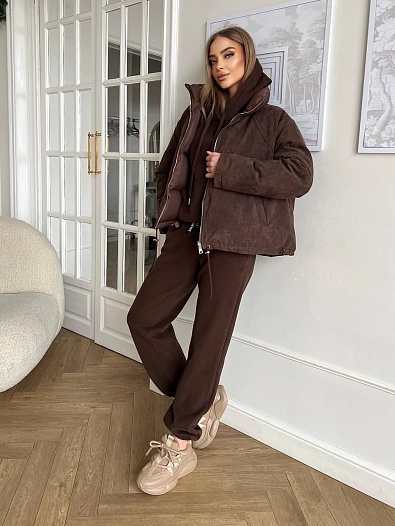 Женский костюм тройка на флисе Loewe Premium - Chocolate   