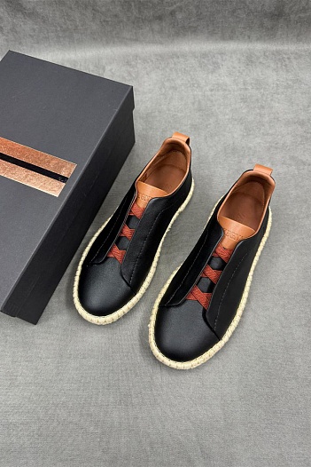 Мужские кроссовки Ermenegildo Zegna Triple Stitch - Black   