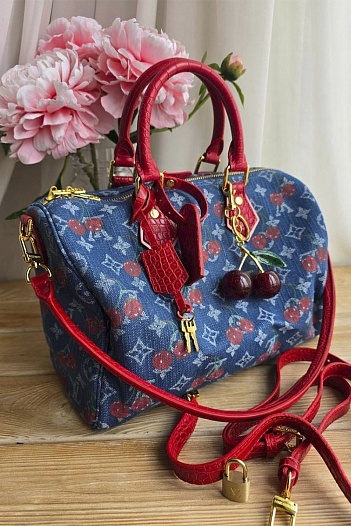 Сумка Louis Vuitton x Takashi Murakami Cherry Speedy Denim 30x22 см   