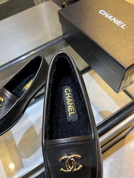 Женские кожаные лоферы Chanel premium