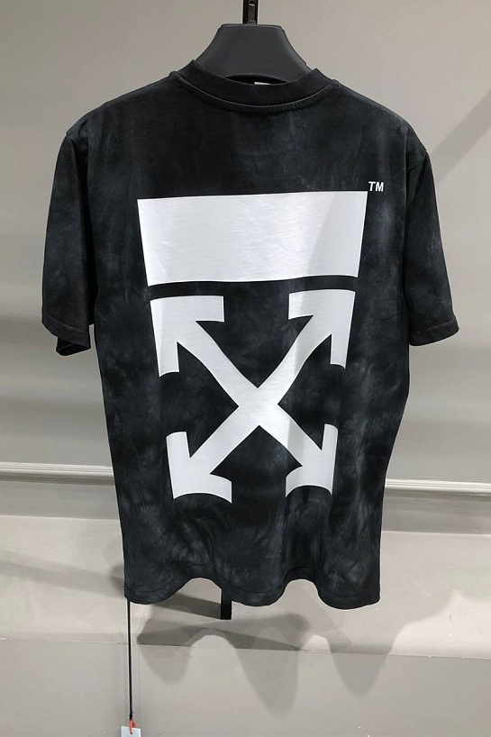 Тёмно-серая оверсайз футболка Off-White Tie Dye Arrows