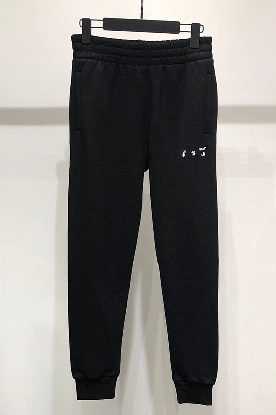 Утеплённые чёрные штаны Off-White logo-print