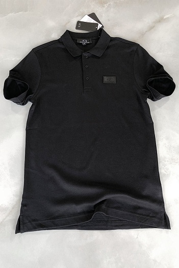 Мужское чёрное поло Armani Exchange rubber logo   