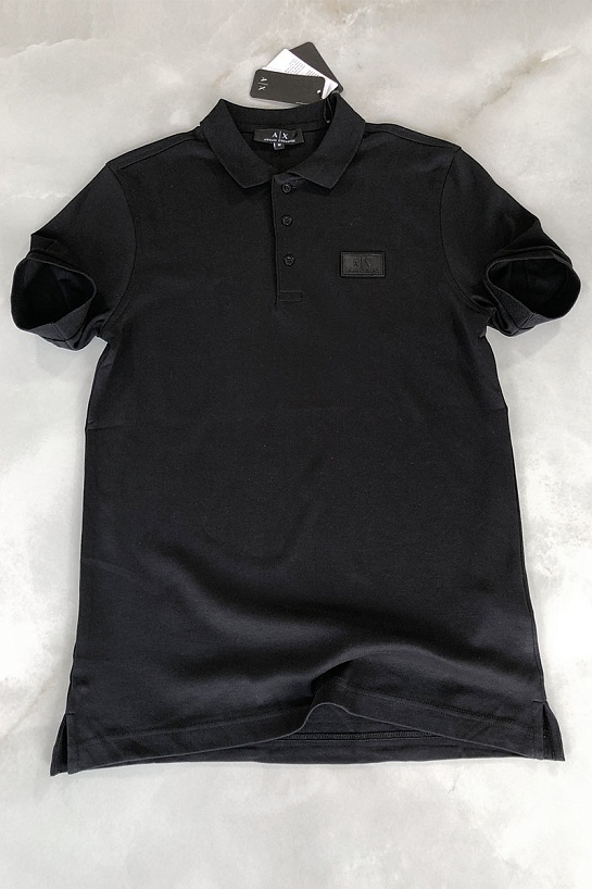 Мужское чёрное поло Armani Exchange rubber logo