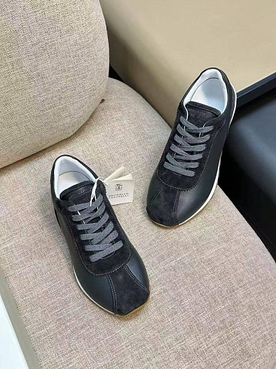 Женские комбинированные кроссовки Brunello Cucinelli low-top premium   
