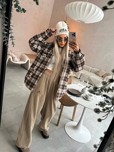 Женская утеплённая куртка в клетку MIU MIU Premium   