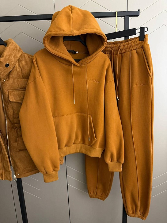 Женский костюм тройка на флисе Loro Piana premium - Chestnut