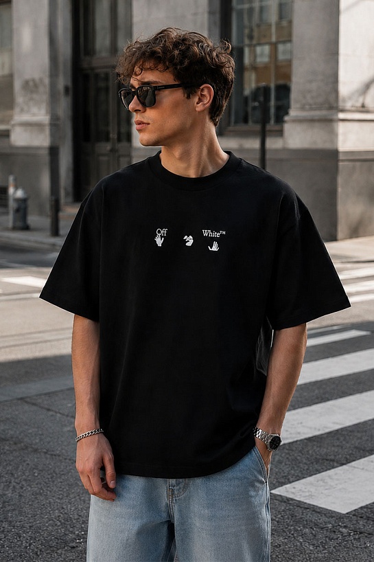 Чёрная оверсайз футболка Off-White Flash Date Camera