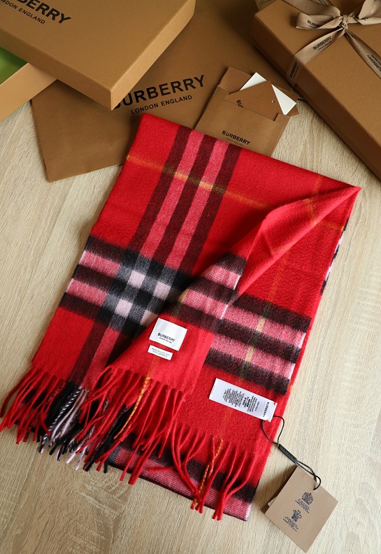 Шарф Burberry Check premium 168x30 см - Red
