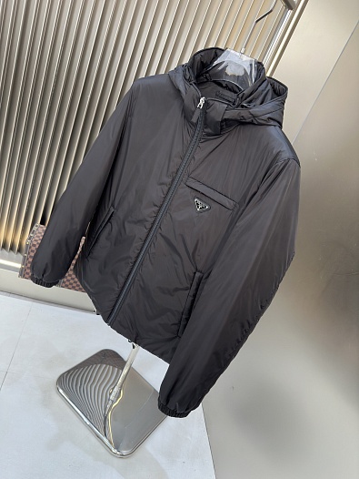 Мужской пуховик Prada logo-plaque - Black   