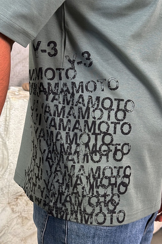 Мужская зелёная футболка Y-3 Yohji Yamamoto