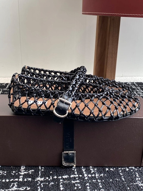 Женские плетёные балетки ALaia Premium - Black
