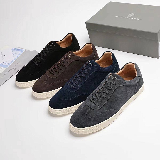 Замшевые кроссовки Brunello Cucinelli logo-print - Grey