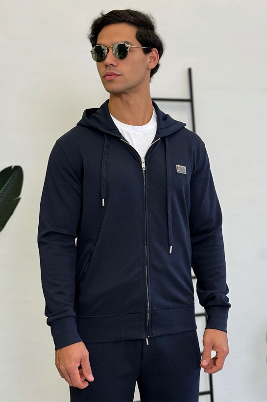 Кофта на молнии Dolce & Gabbana logo plaque - Navy