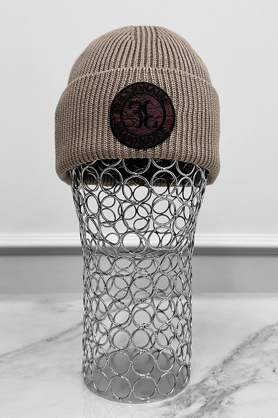 Бежевая шапка Billionaire logo-patch
