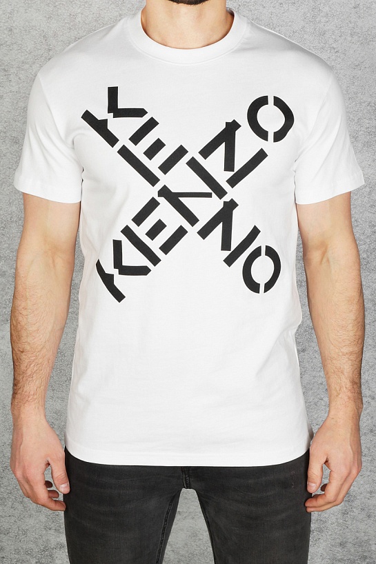 Белая мужская футболка с принтом Kenzo