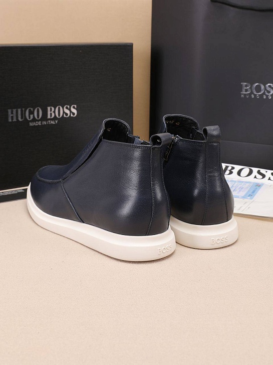 Кожаные лоферы с мехом Hugo Boss high-top - Navy