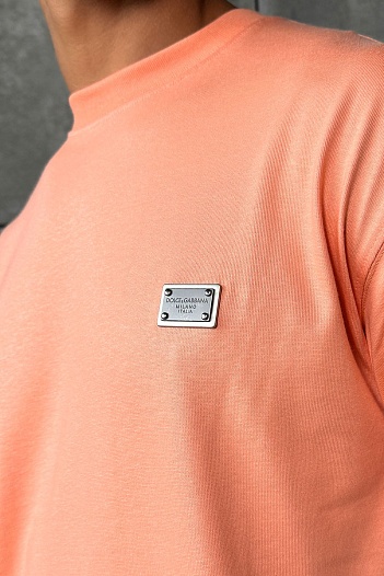 Футболка Dolce & Gabbana logo-plaque - Peach   