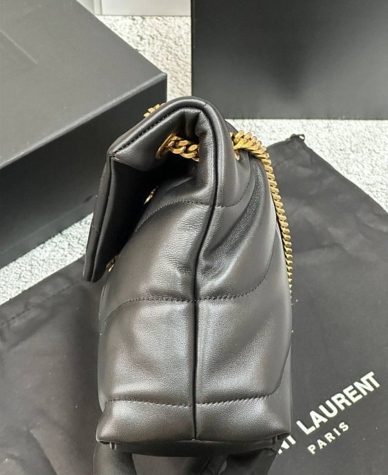 Женская кожаная сумка Yves Saint Laurent Loulou Premium 28x17x9 см - Black