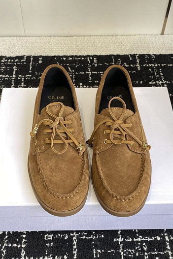 Женские замшевые лоферы Celine premium - Checknut   