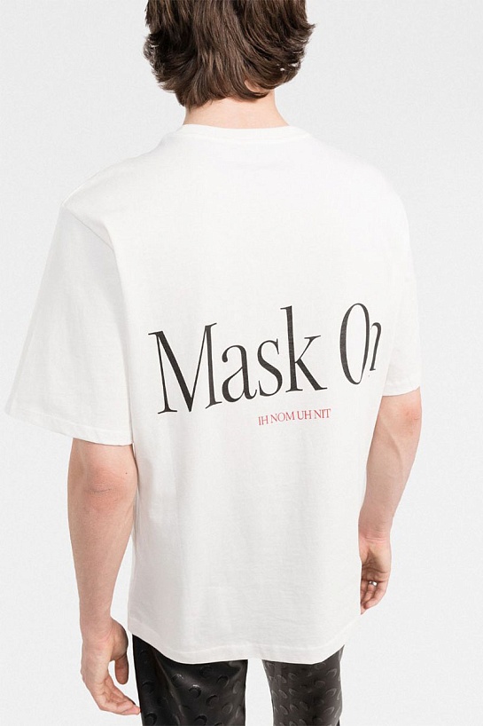 Мужская белая футболка Ih Nom Uh Nit "Mask On"