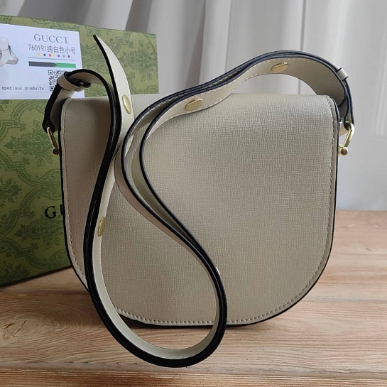Женская сумка Gucci Horsebit 1955 mini 19x18 см - White