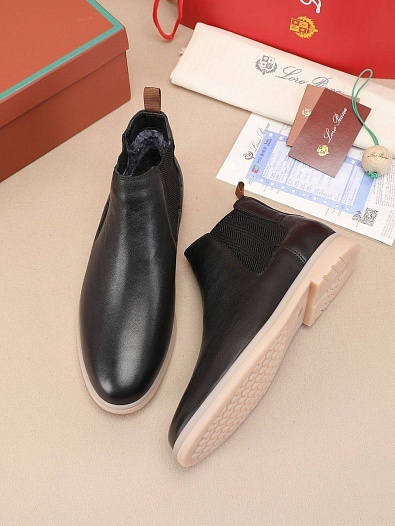 Кожаные ботинки с мехом Loro Piana   