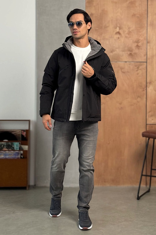 Мужской пуховик Prada logo-plaque - Black