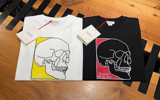 Мужская белая футболка Alexander McQueen Skull graphic-print
