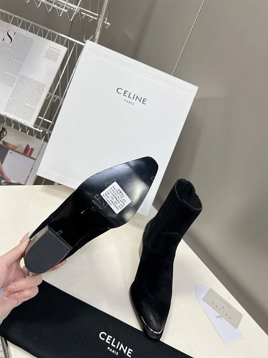 Женские замшевые сапоги Celine Premium - Black